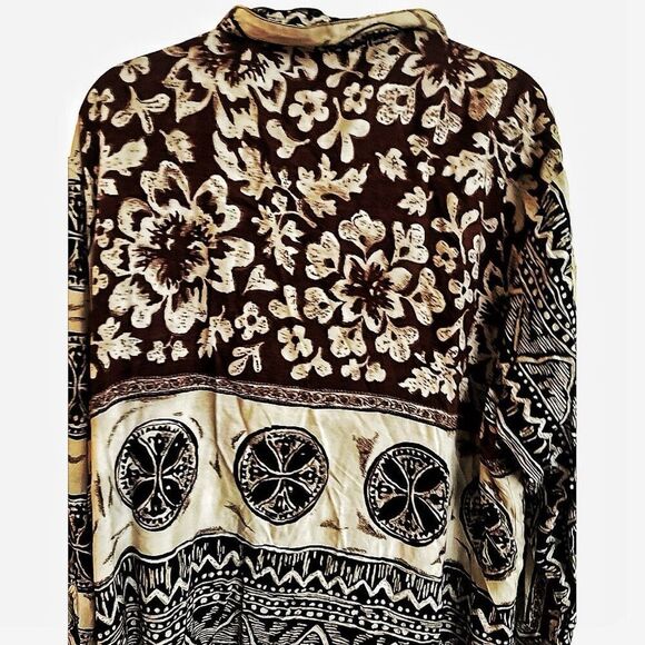 Vintage Brown African theme Abstract Blouse Size Medium - Picture 5 of 5